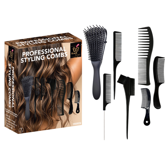 Black Hair Comb And Brush Set