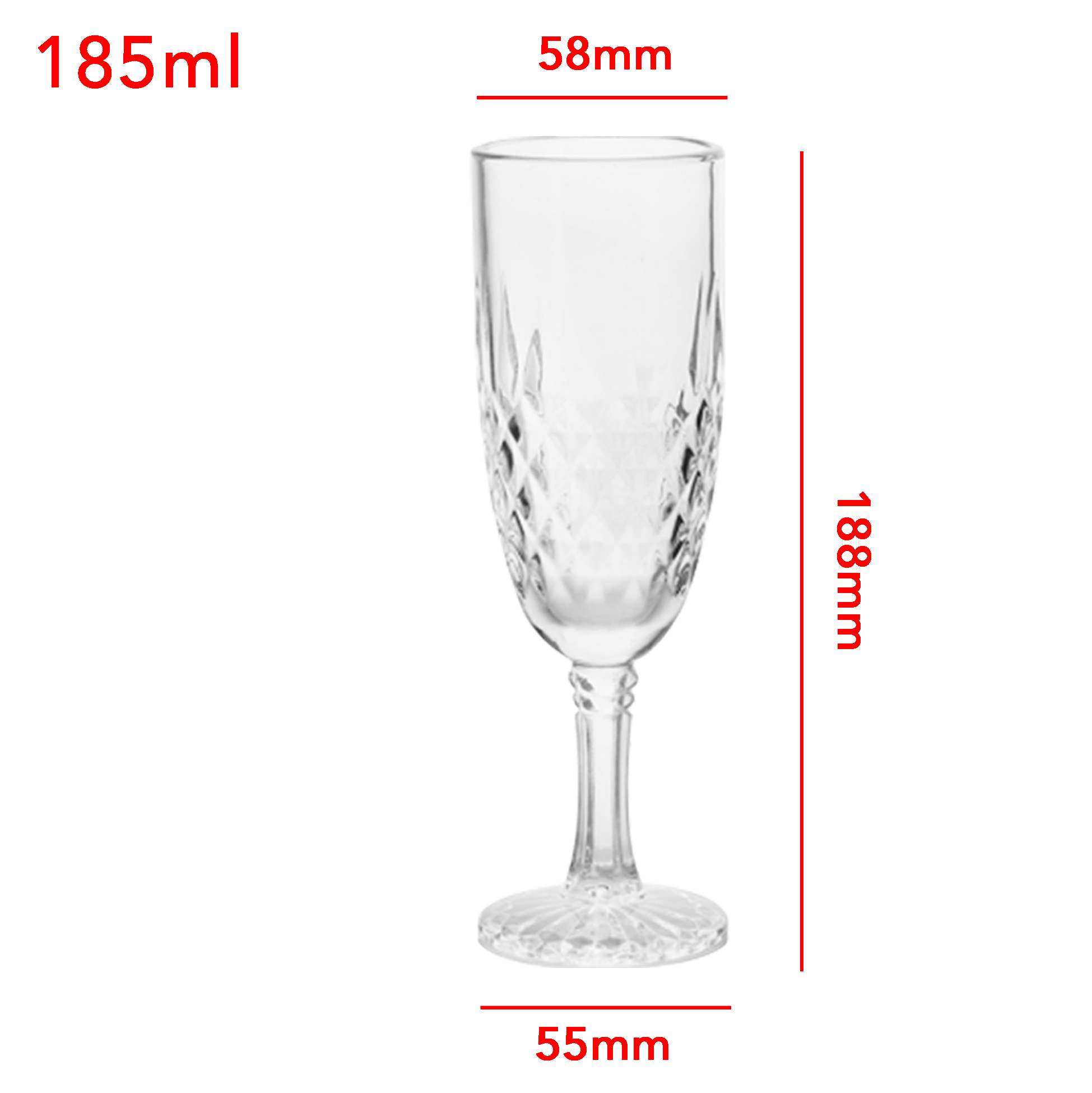 6-Piece Crystal-Patterned Champagne Flute Set