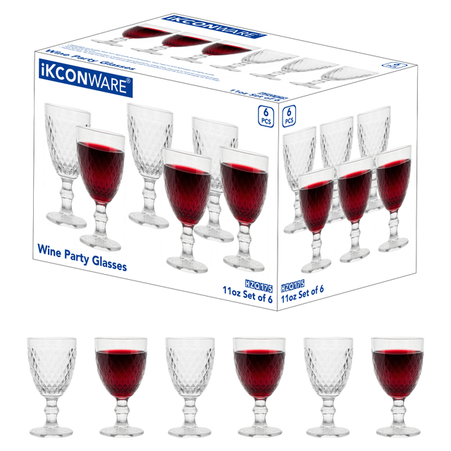 6-Piece Diamond-Cut Wine Glass Set