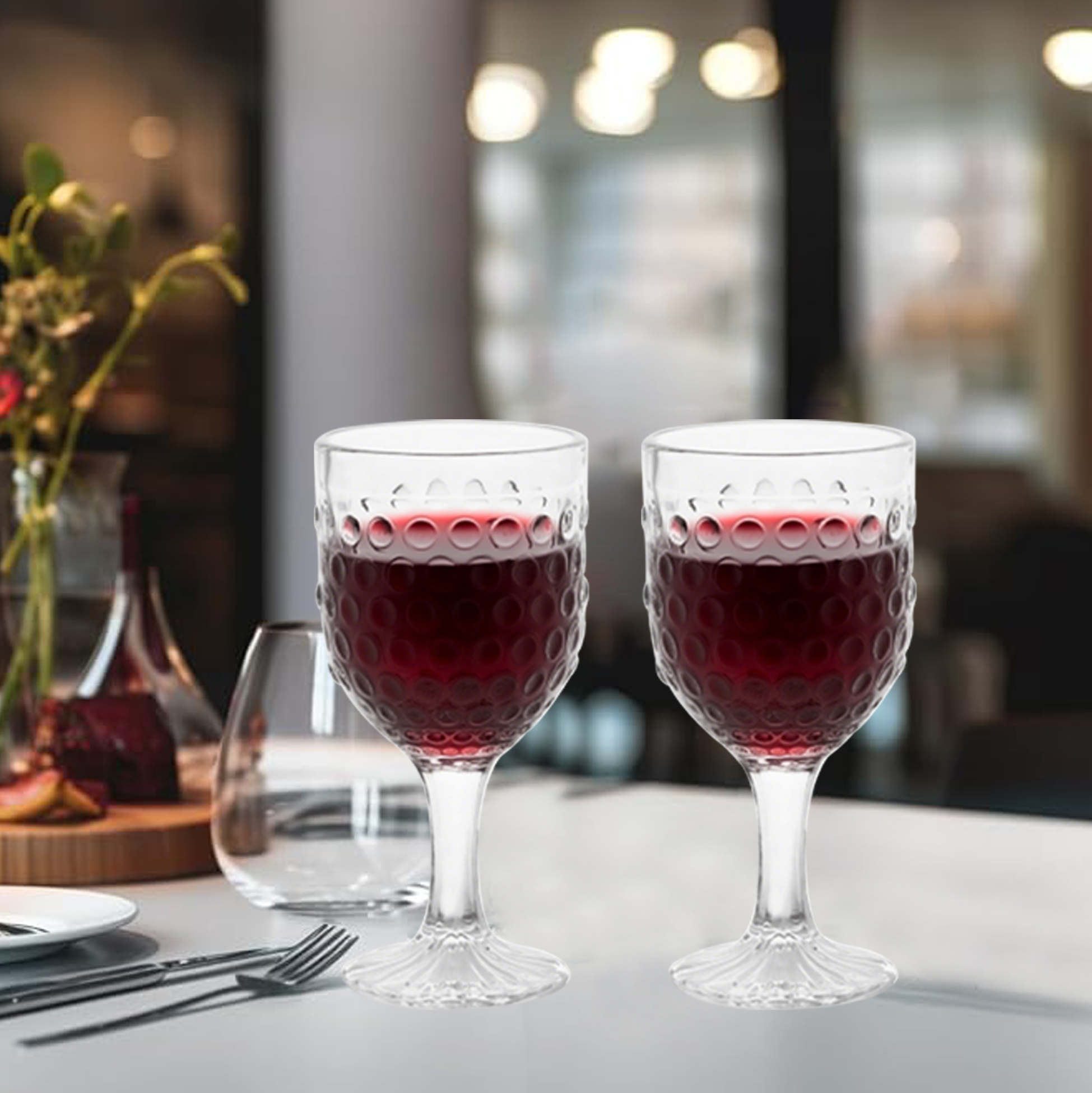 6-Piece Hobnail Red Wine Glass Set
