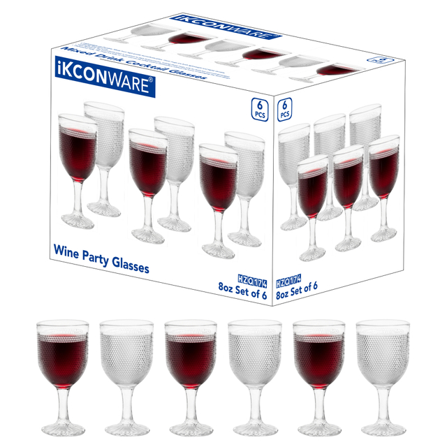 6-Piece Hobnail-Textured Wine Glass Set