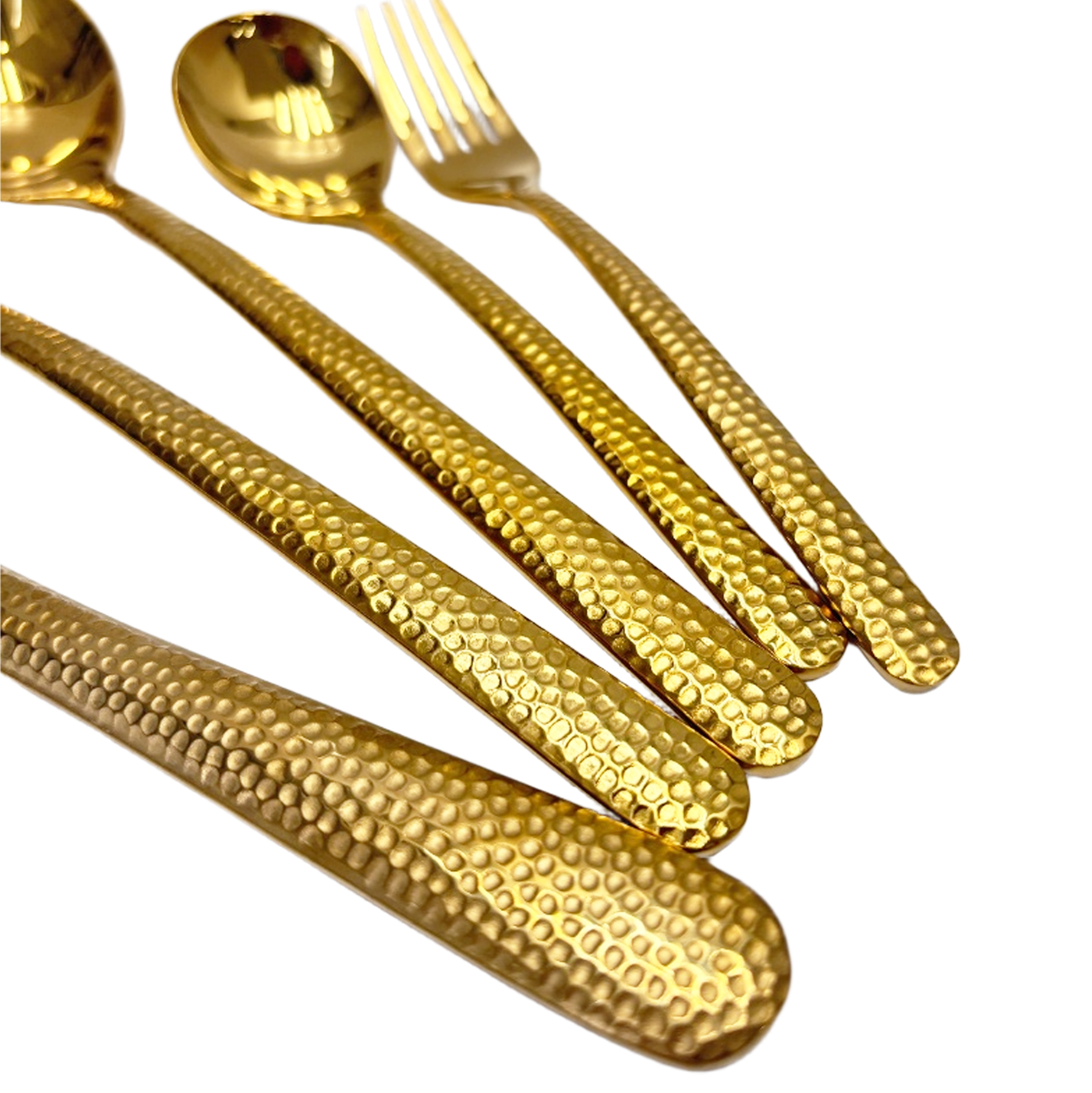 30-Piece Hammered Gold Cutlery Set