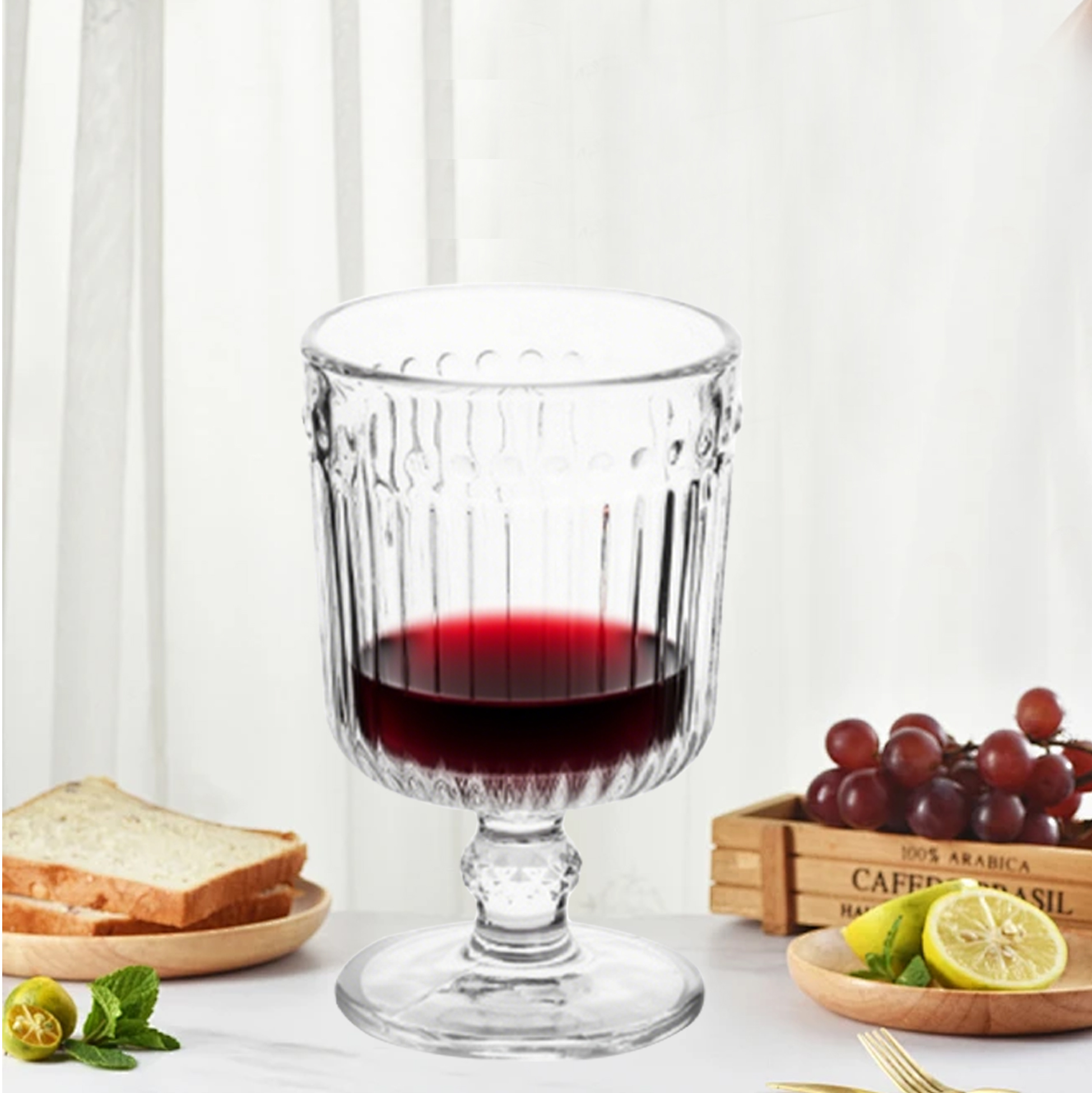 6-Piece Ribbed Retro Wine Glass Set