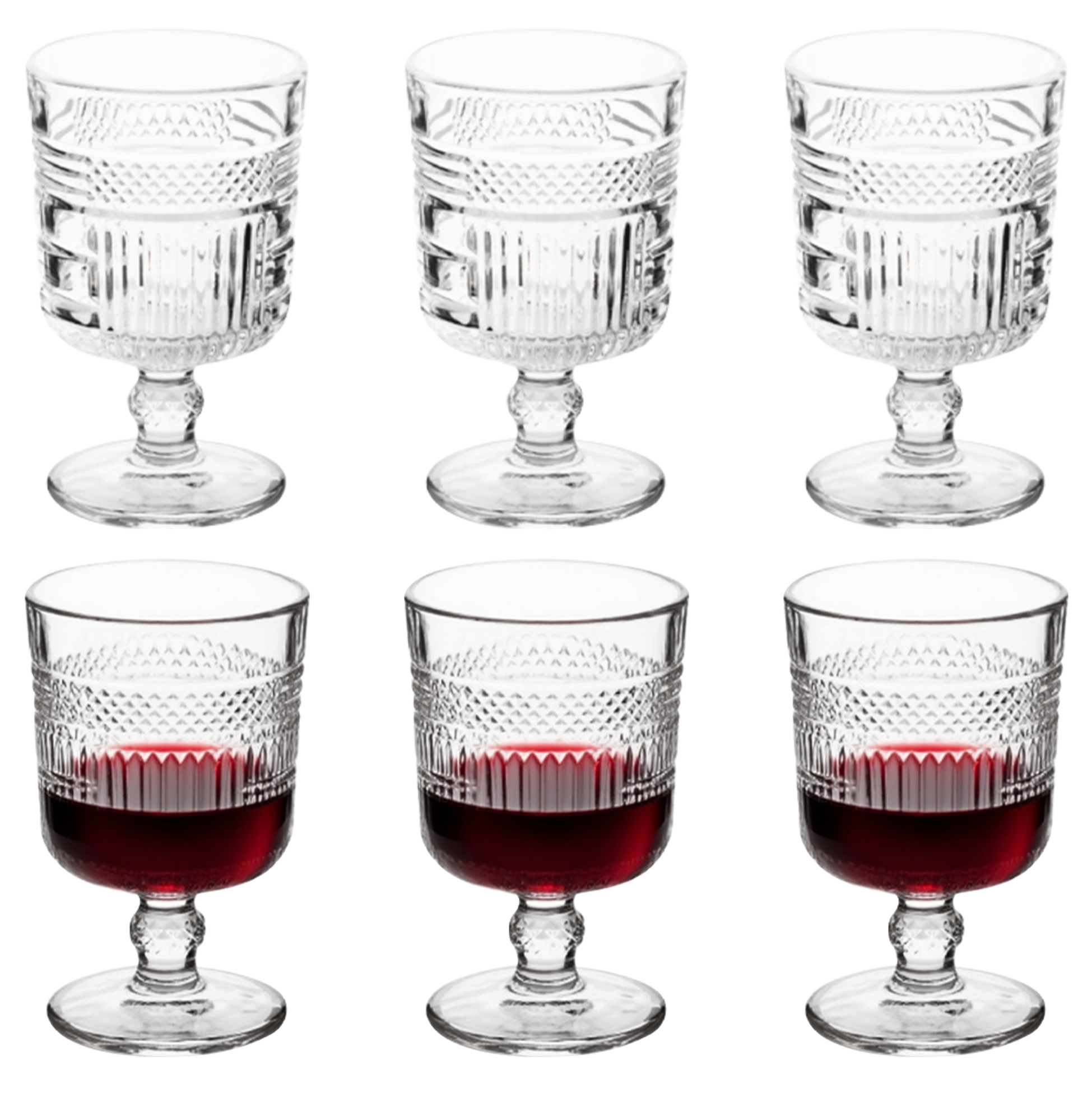 6-Piece Patterned Crystal Wine Glass Set