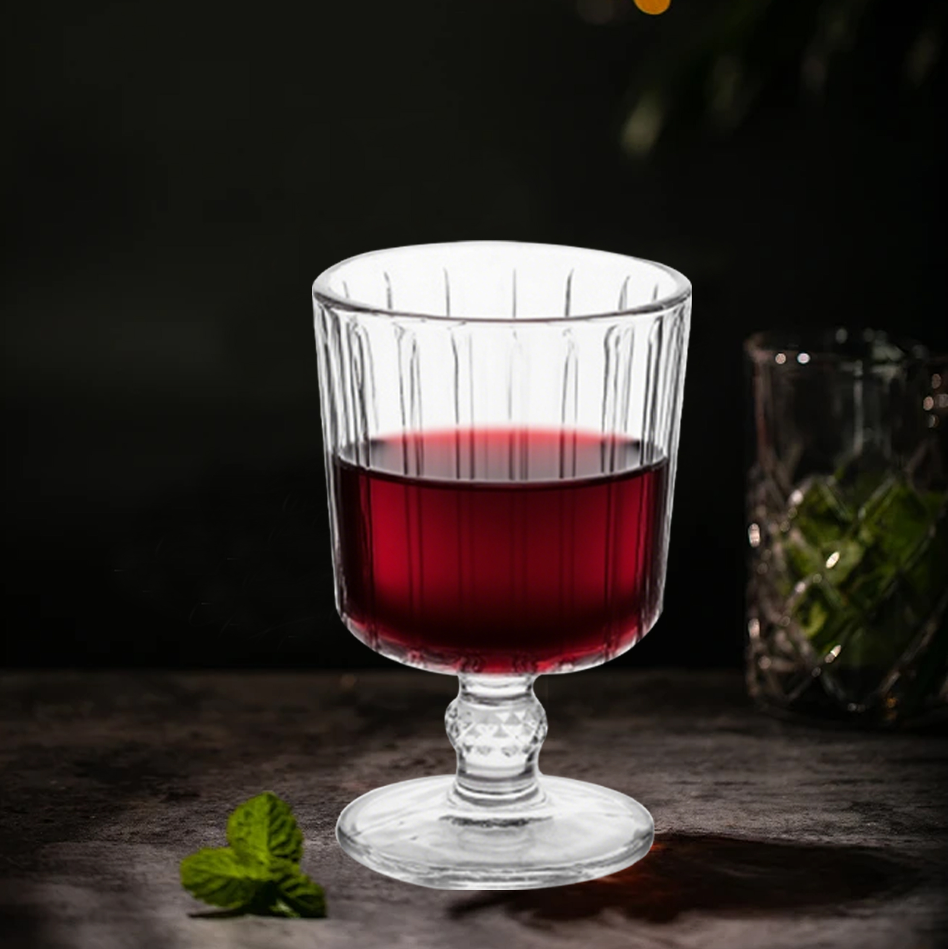 6-Piece Ribbed Vintage Wine Glass Set