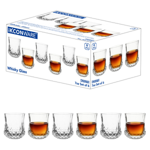 6-Piece Diamond-Cut Whiskey Glass Set