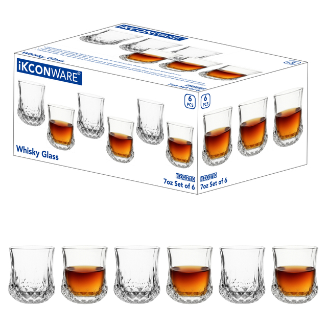 6-Piece Diamond-Cut Whiskey Glass Set
