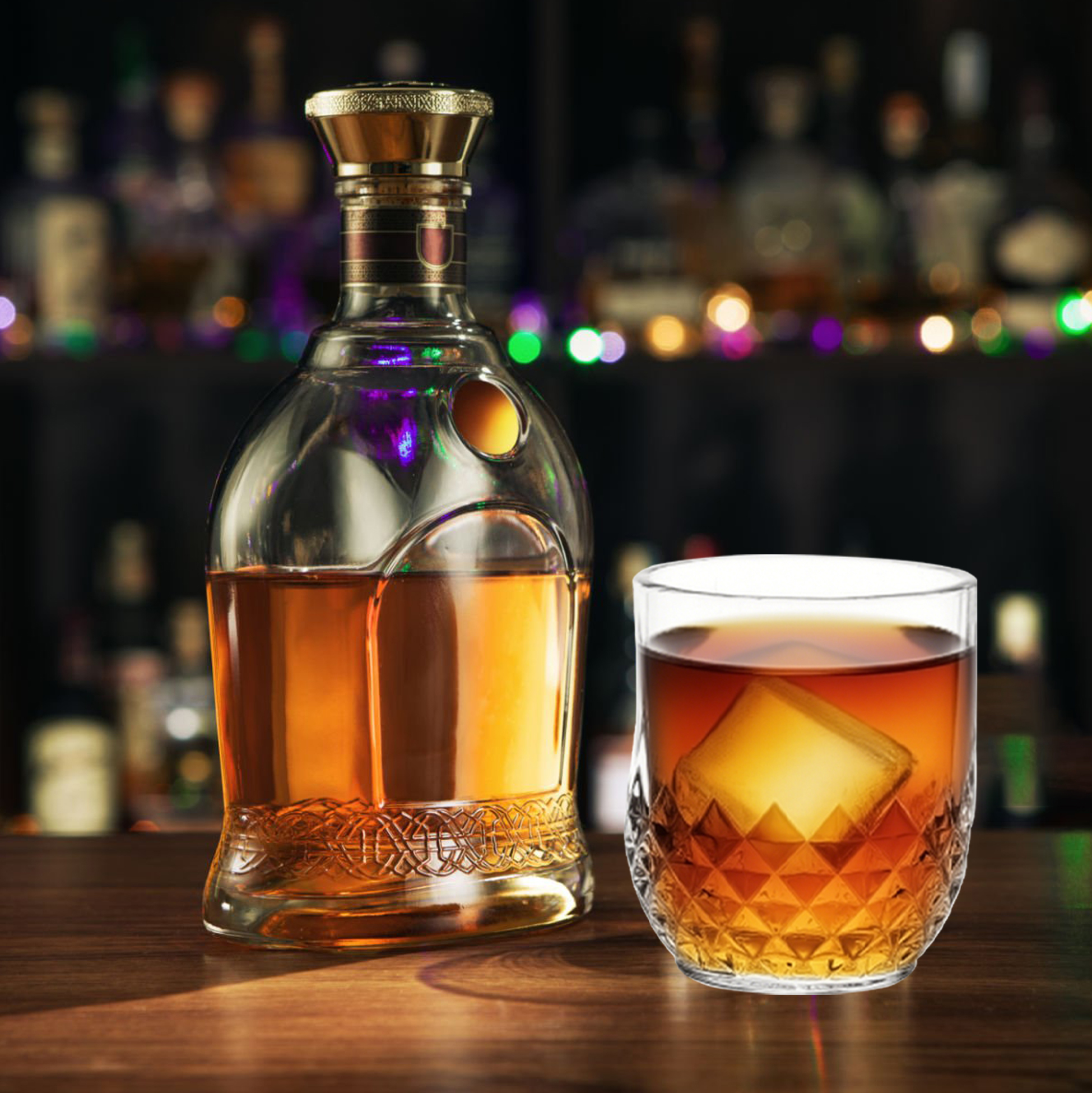 6-Piece Diamond-Patterned Whiskey Glass Set