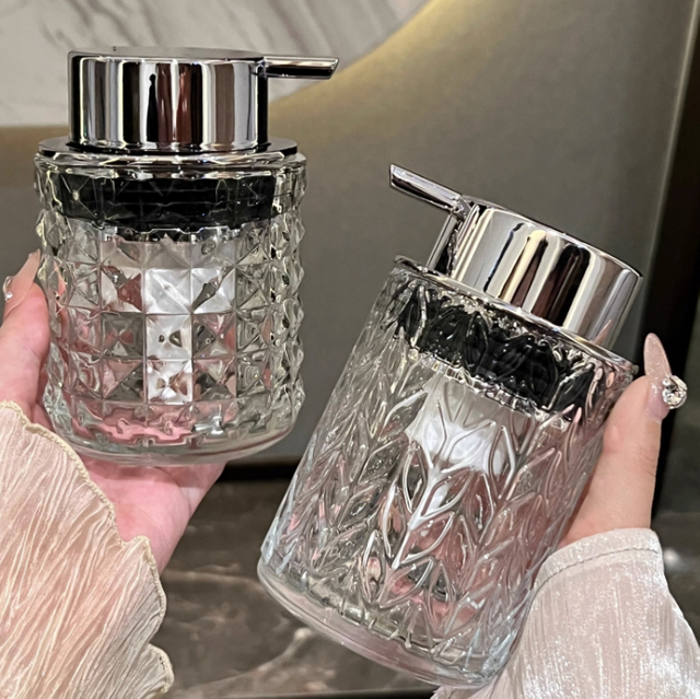 Crystal-Cut Glass Hand Soap Dispenser