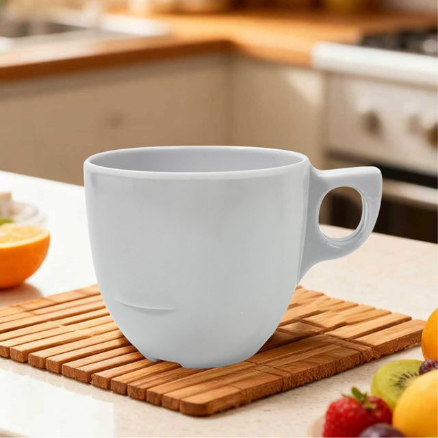 White Melamine Mug with Unique Handle