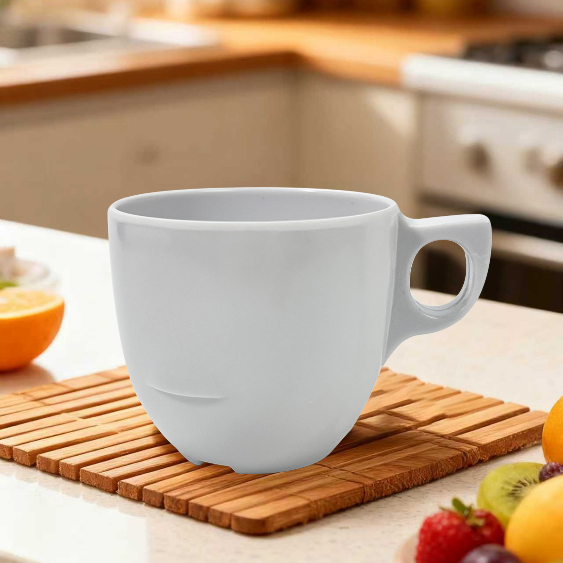 White Melamine Mug with Unique Handle