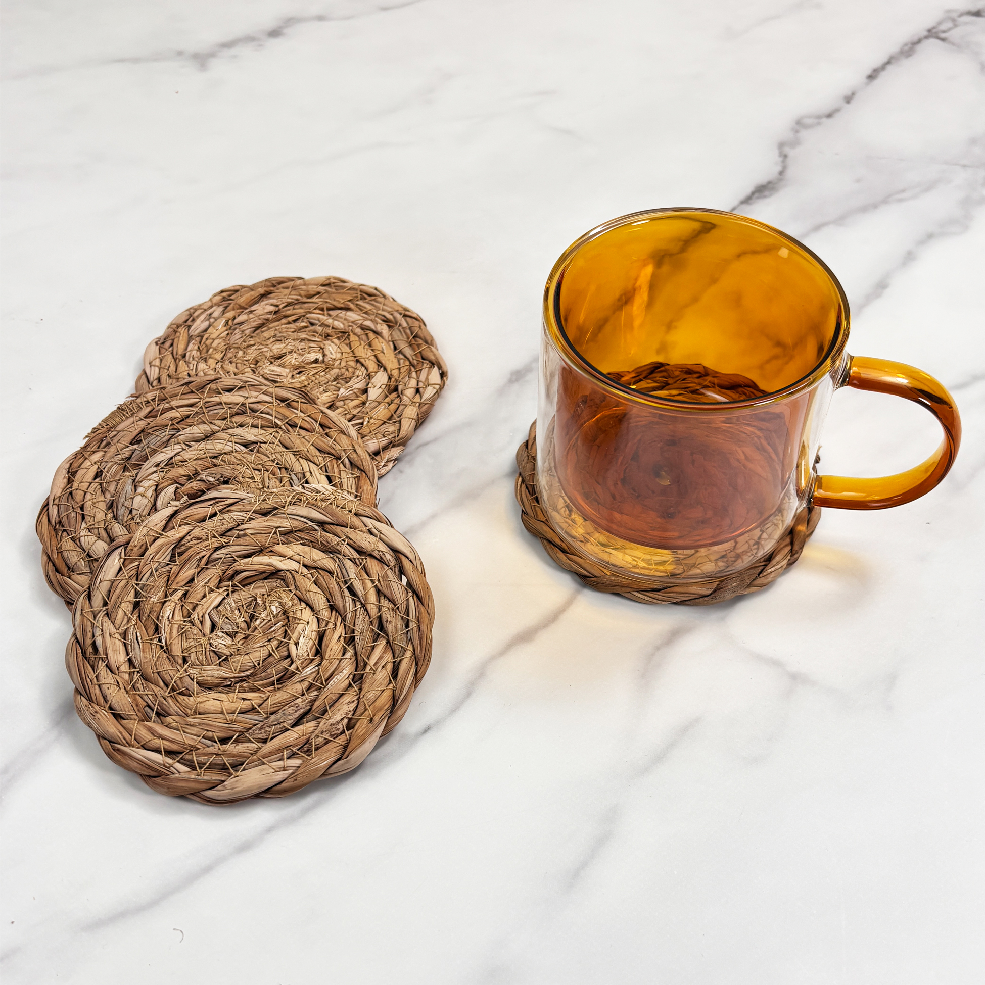 4-Piece Rush Grass Coaster Set