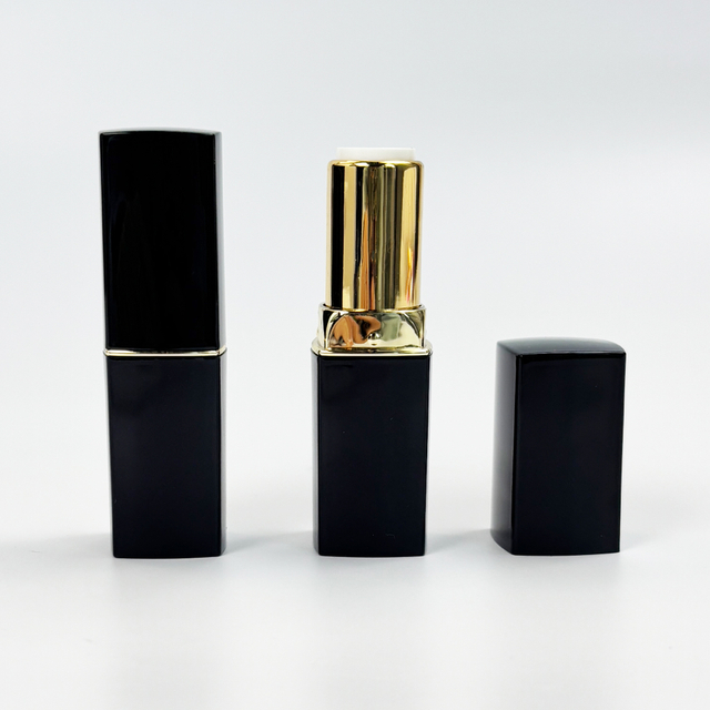 Black & Gold Square Lipstick Tube Glossy Black Lipstick Container