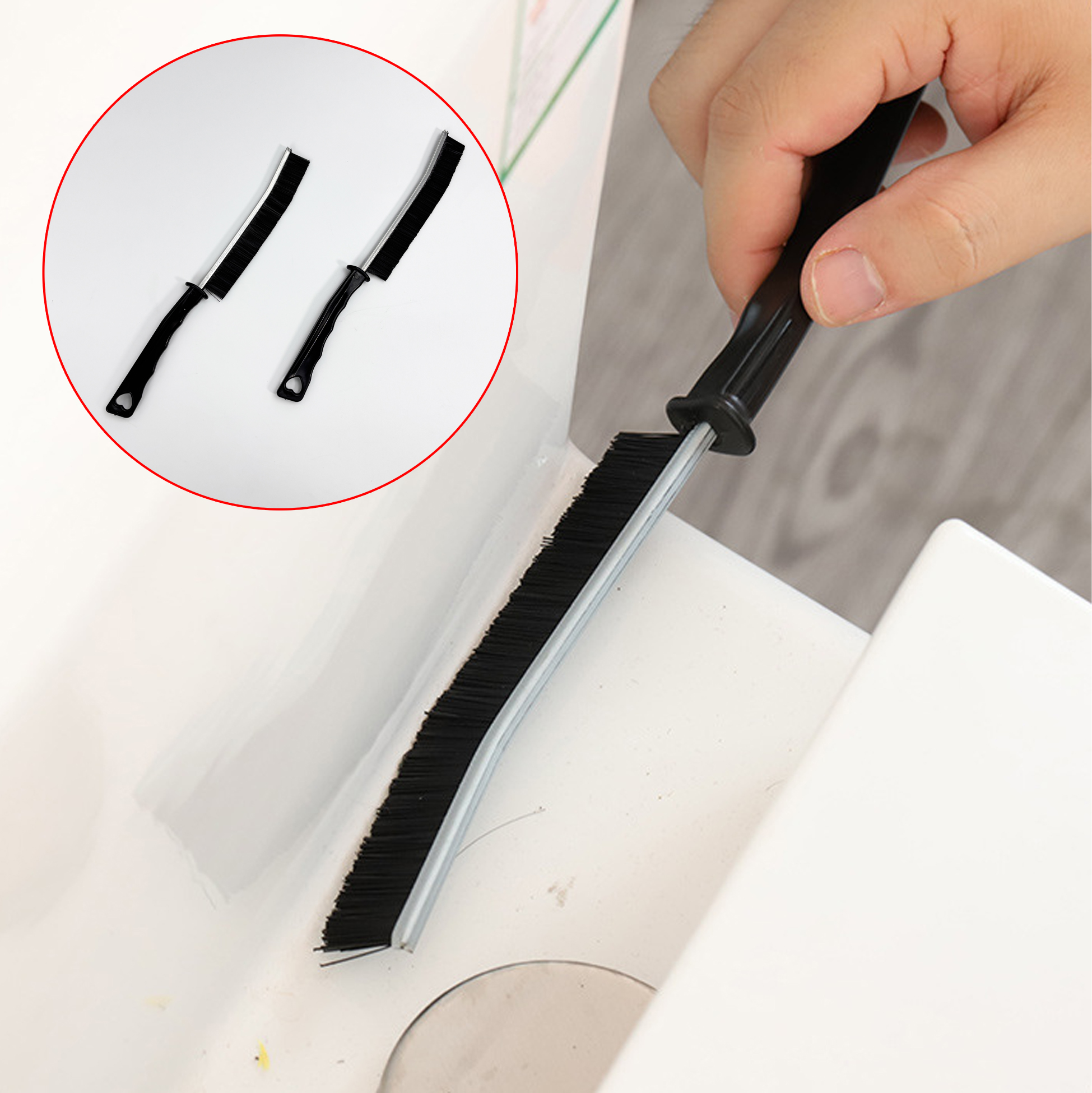Long-handle Cleaning Brush with Black Bristles