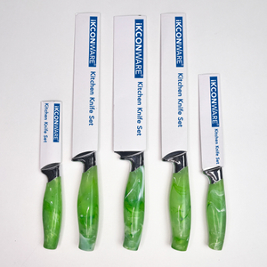 5-pcs Green-handled Kitchen Knife Set