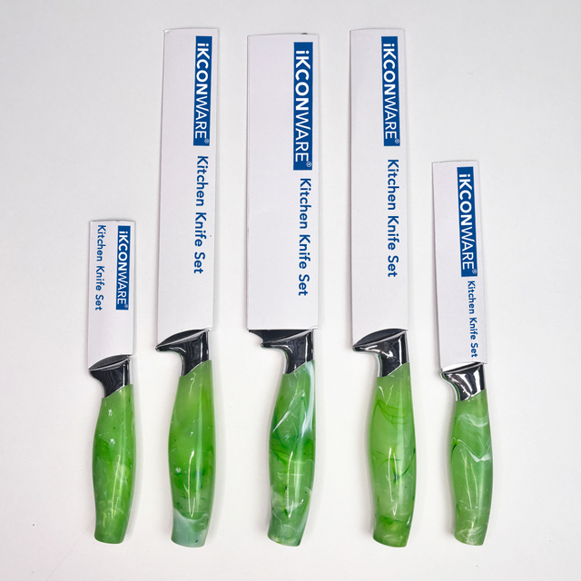 5-pcs Green-handled Kitchen Knife Set