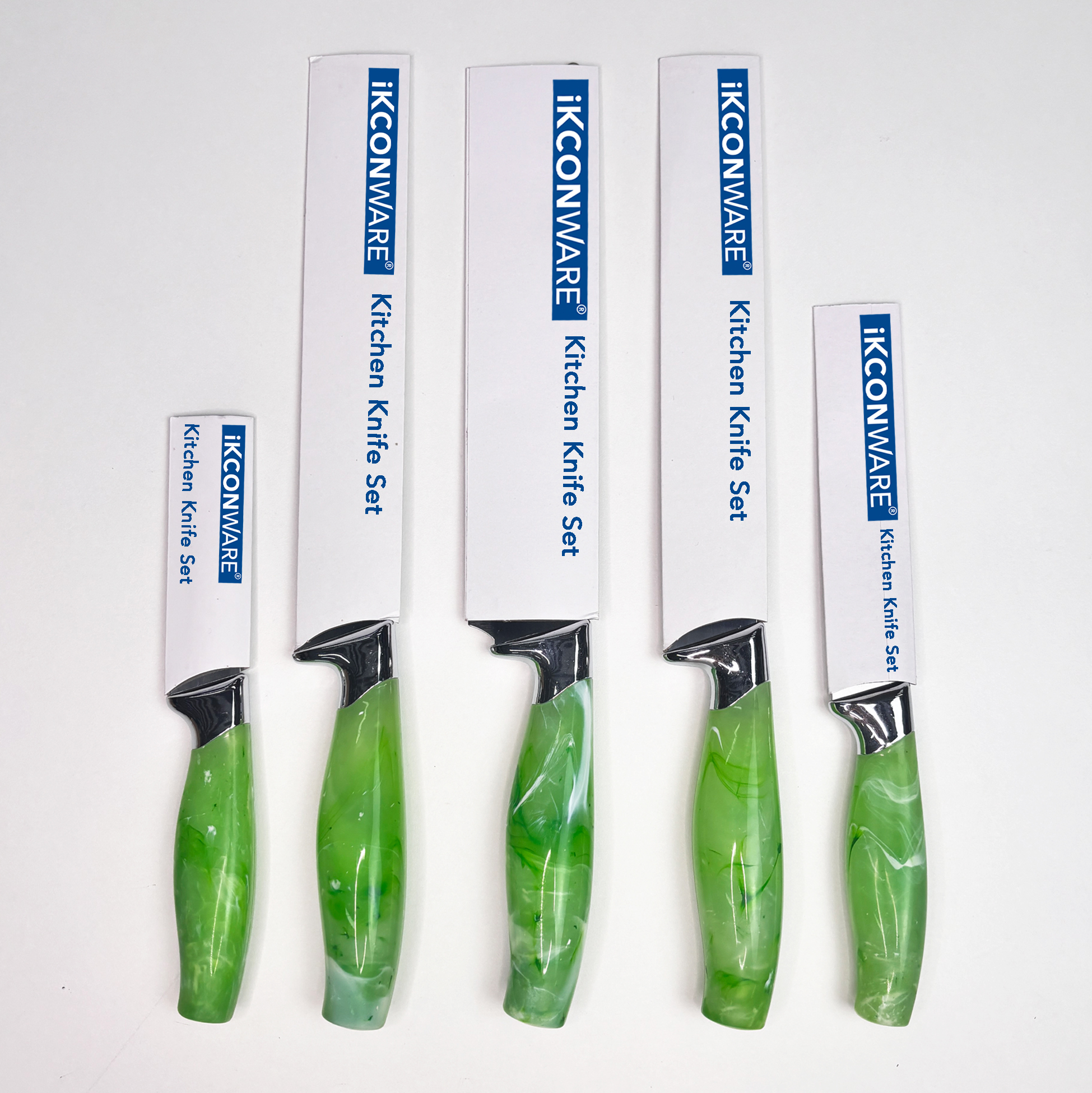 5-pcs Green-handled Kitchen Knife Set