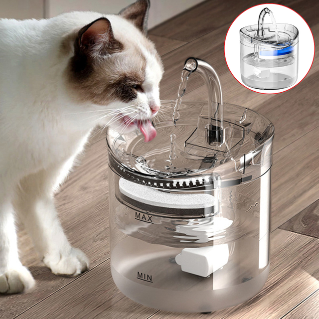 2L Automatic Cat Water AFountain With Faucet Dog Water Dispenser Transparent Filter Drinker Pet Sensor Drinking Feeder