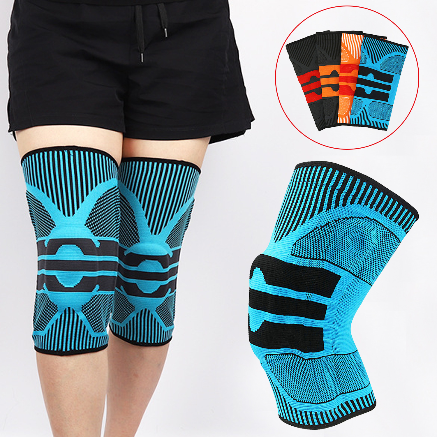 Professional Knee Sheath Sports Knee Pads Silicone Knitted Elastic Support Knee Meniscus Squat Running Basketball Men's And Women's Leggings
