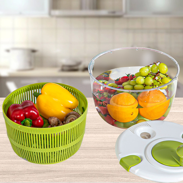 Manual Salad Spinner Fruit Dehydrator Household Fruit Drainer for Washing Drying Vegetables Kitchen Tools