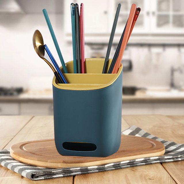 Double Layer Cutlery Storage Organizer Tableware Drainboard Drain Rack Spoon Knife Fork Kitchenware Organizer Shelf