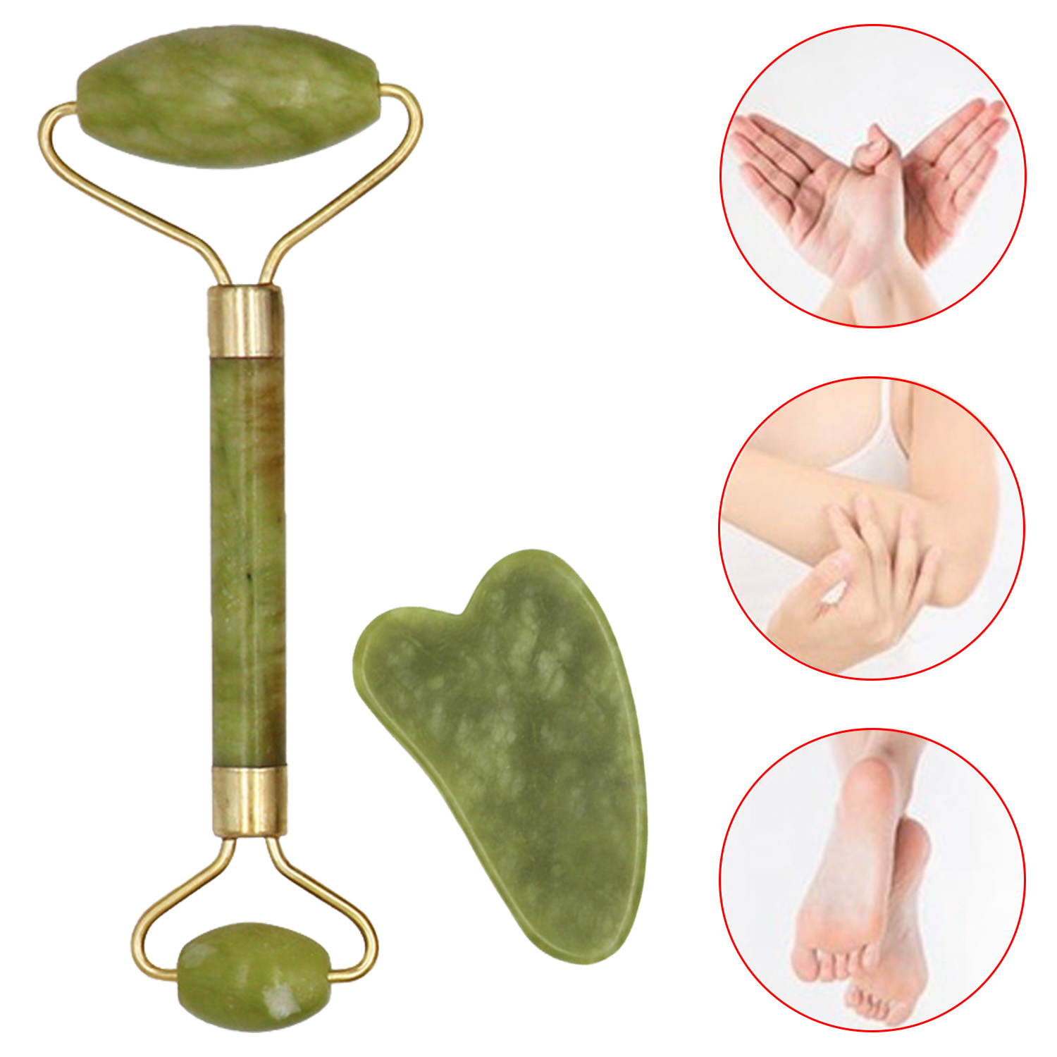 Jade Face Portable Double Headed Stone Face Slimming Lift Massage Double Head Facial Roller Massager