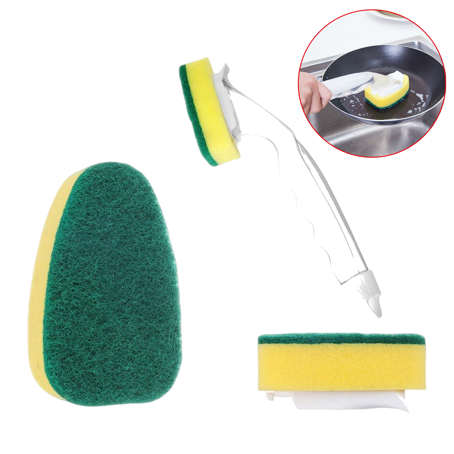 2 Pack Japanese LUSTAR Kitchen Scouring Sponges - Heavy Duty Degreasing Pads For Dishes, Pots & Pans (MA-1)
