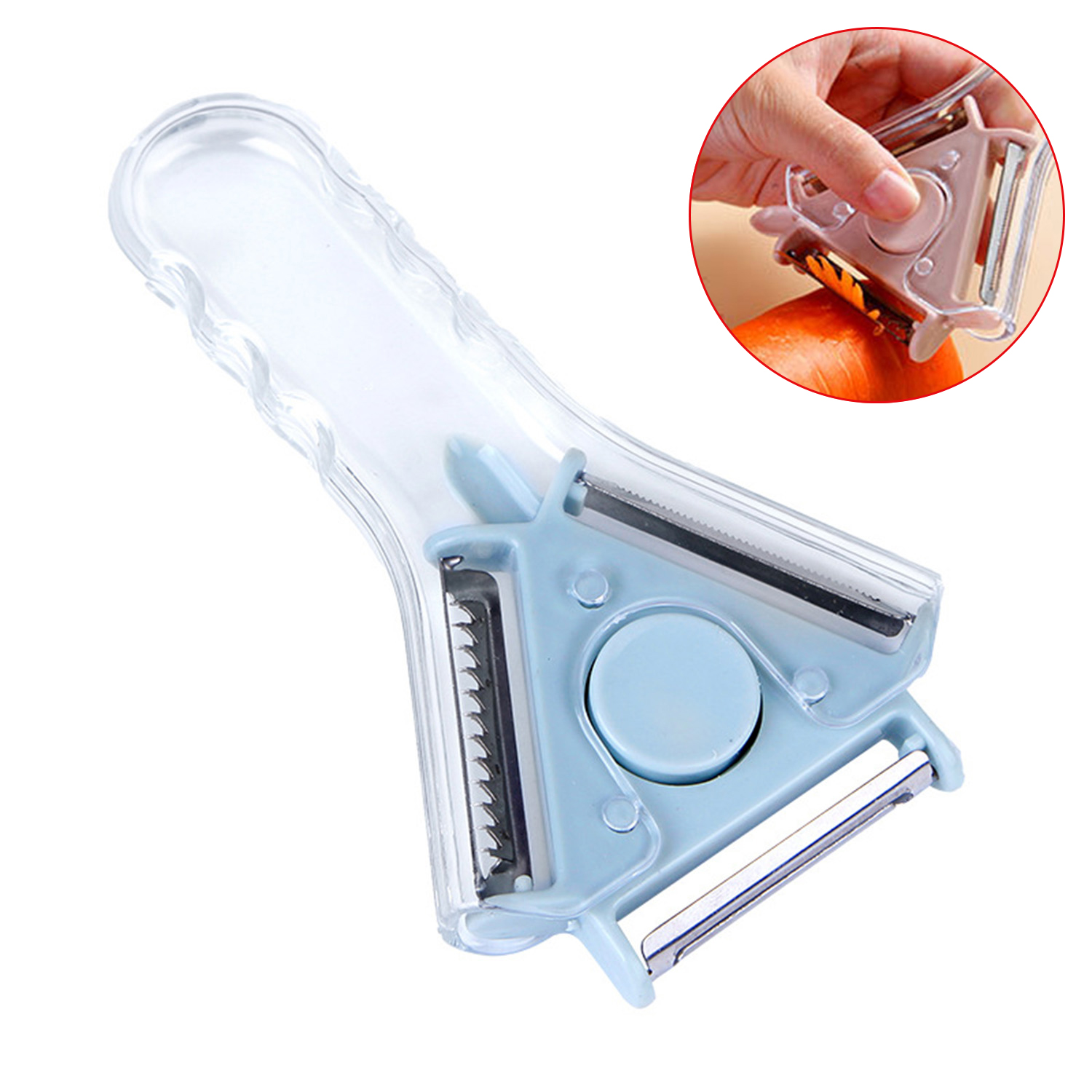 3 In 1 Kitchen Household Plastic Multi Function Vegetable Fruit Apple Potato Peeler Grater