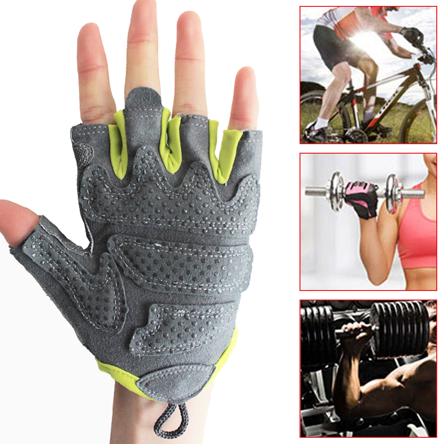 Sports Body Building Training Men Women Paired Fitness Sport Gym Exercise Weightlifting Half Finger Gloves Silicone Sports Gym Gloves