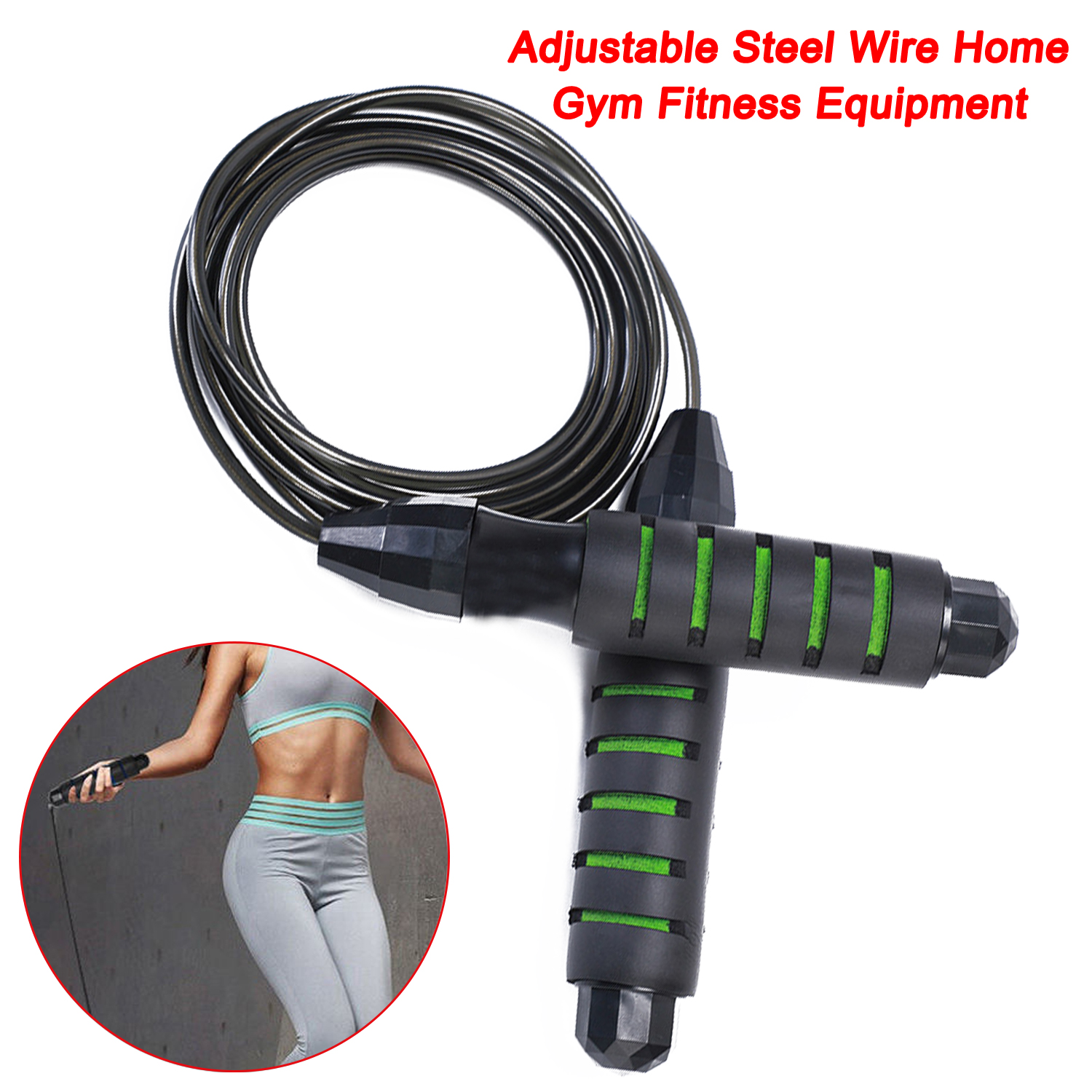 2.8m Long Pvc Steel Skipping Rope Workout Training Gear Adjustable Steel Wire Home Gym Fitness Equipment