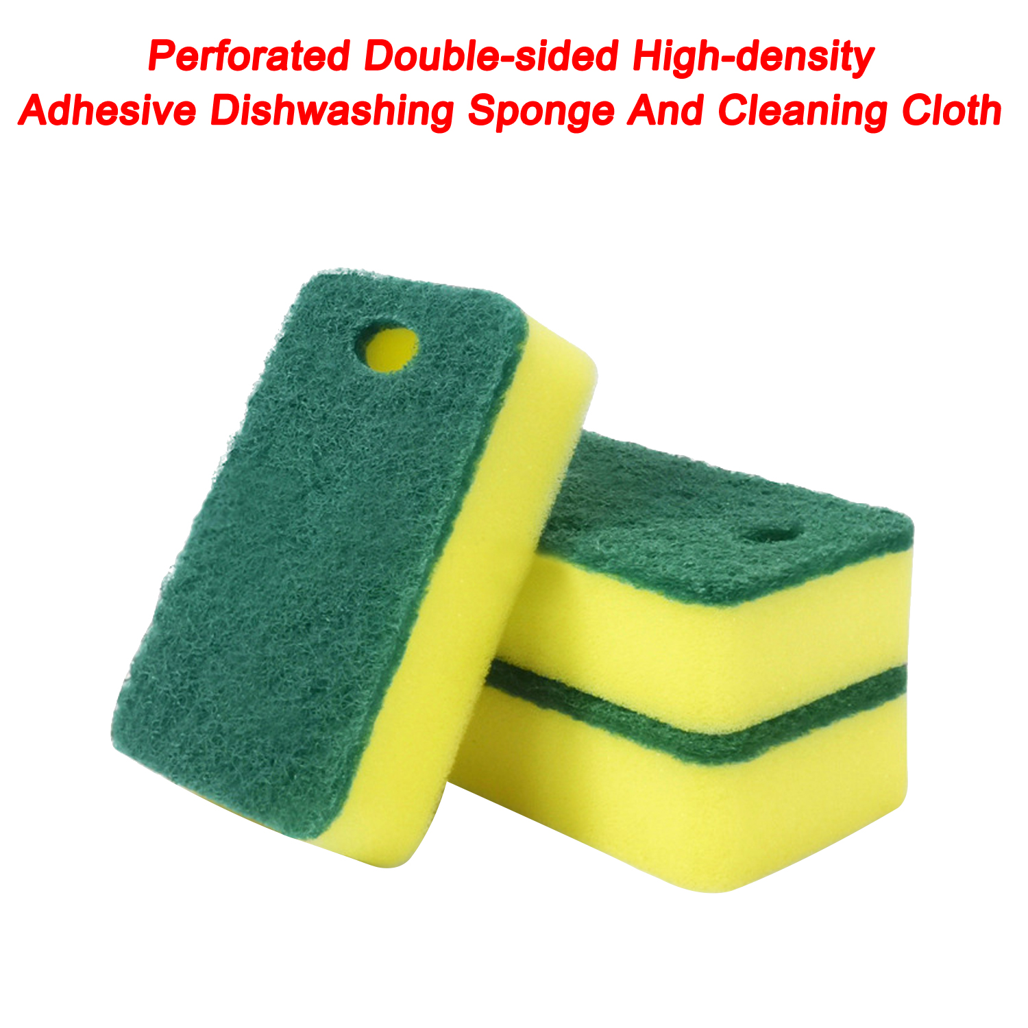 Heavy Duty Scrub Sponge Double-sided High-density Dip Glue Dishwashing Sponge Wipe with Sand Sponge Hundred Cleaning Cloth Hanging Kitchen Cleaning Sponge