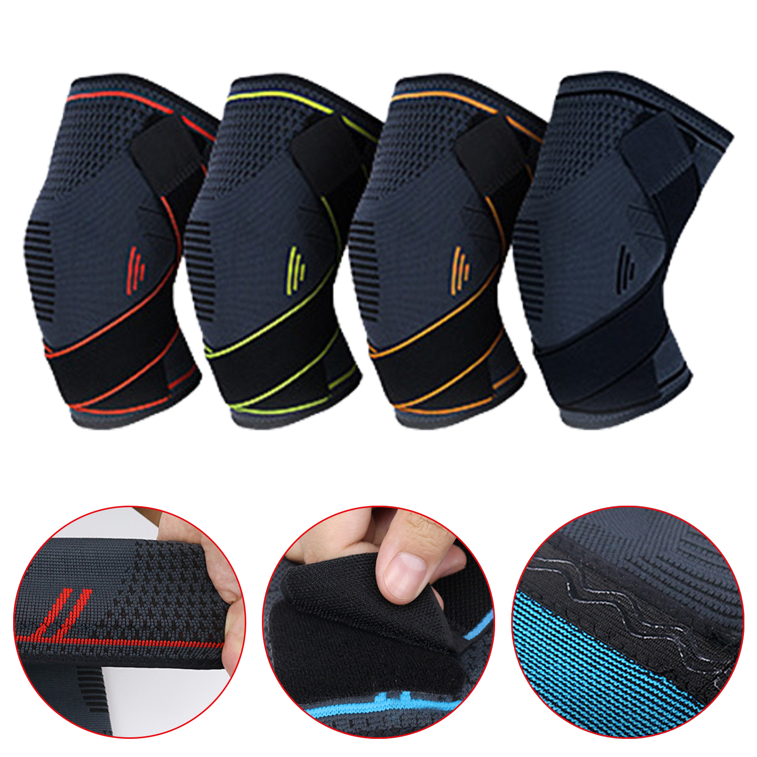 Wholesale Knee Brace Adjustable Knee Bandage Breathable Knee Brace Knitted Compression Knee Sleeve Sports
