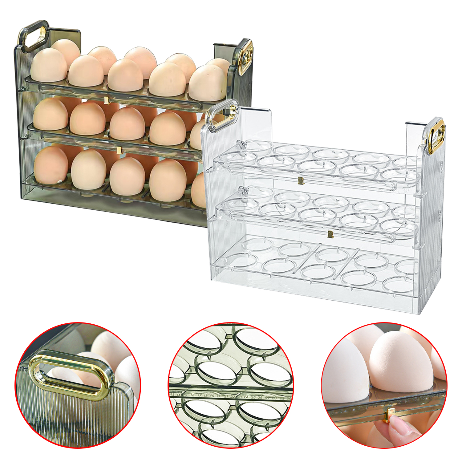 Egg Refrigerator Storage Box Household Fridge Side Door Multi Layer Flip Egg Rack