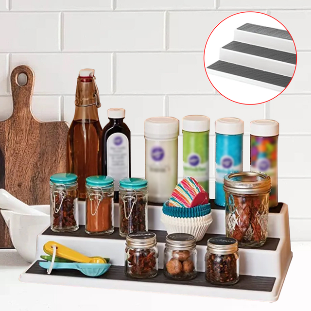 Ladder Shape Spice Rack Portable Three-layer Seasoning Storage Holder Adjustable Organizers Home Kitchen Decor
