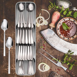 Kitchen Cutlery Storage Tray Knife Block Holder Tableware Organizer Spoon Fork Separation Box Drawer Plastic Container Cabinet