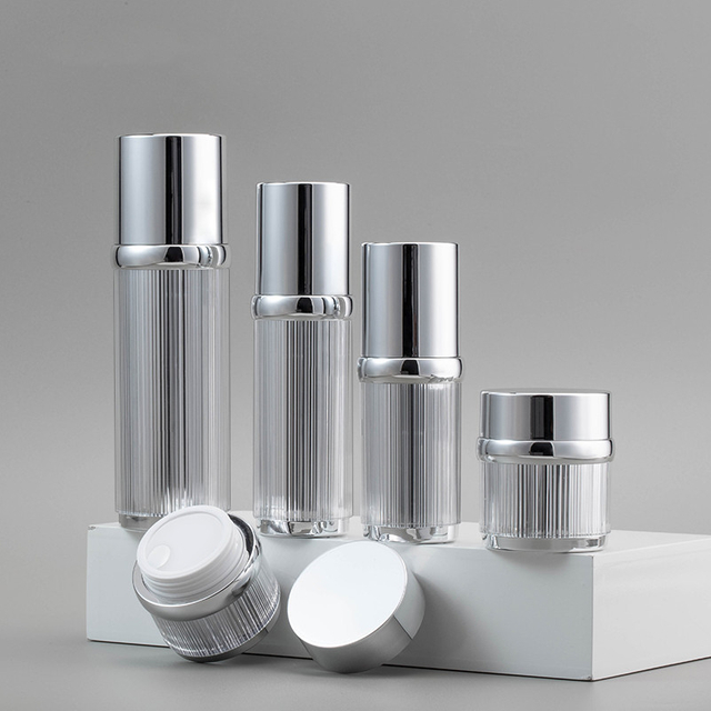 Premium Vertical Striped Skincare Cream Jar