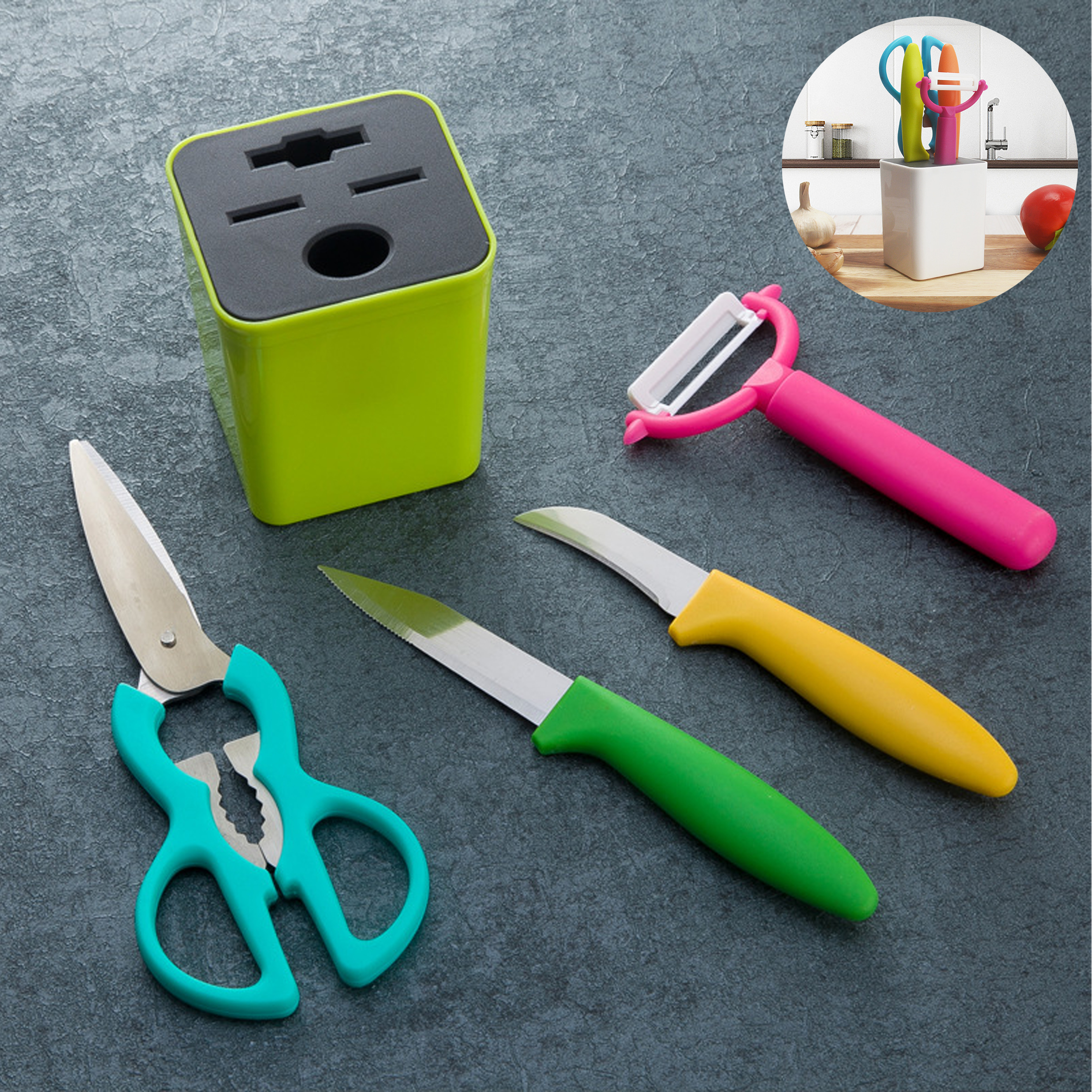 5-Piece Kitchen Tool Set With Storage Base