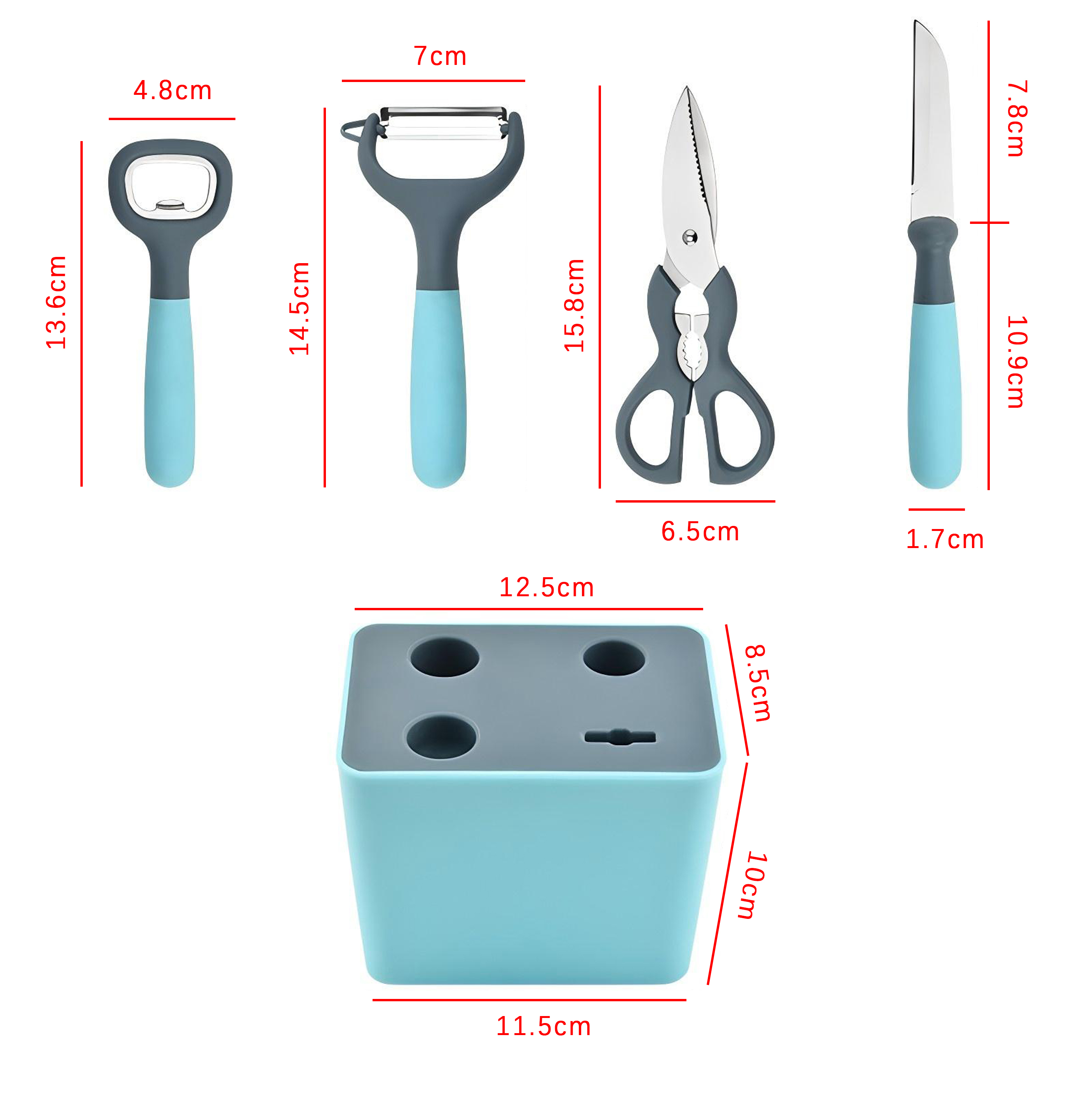 5-Piece Kitchen Tool Set With Storage Base