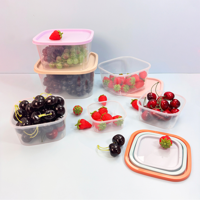 6pcs Mixed Food Container Set Stackable Multi-size Food Storage Containers