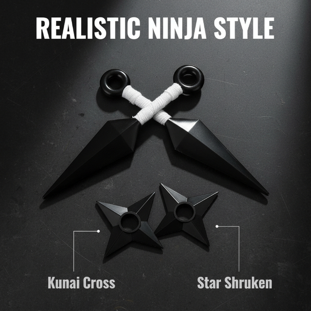 Set of 4 PP Ninja 2-Kunai & 2-Shuriken Set 