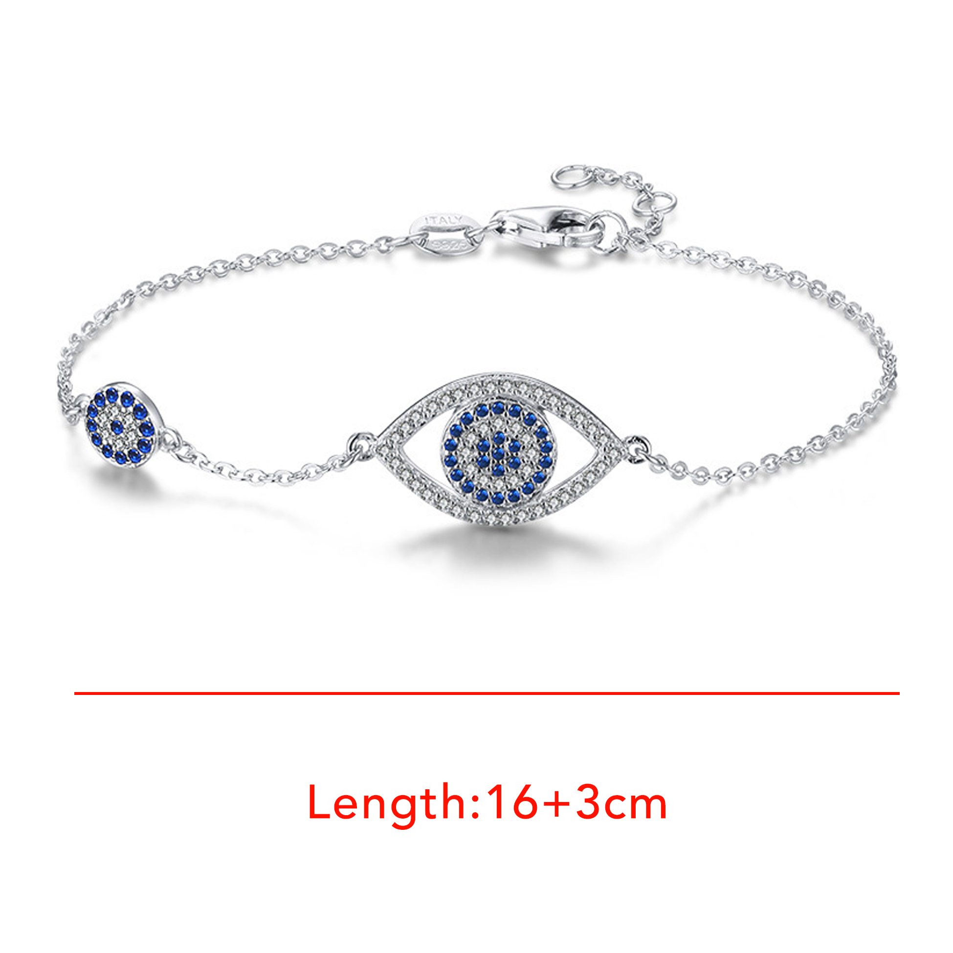 Mother's Day Evil Eye Silver Bracelet 16+3cm Adjustable Silver Evil Eye Bracelet