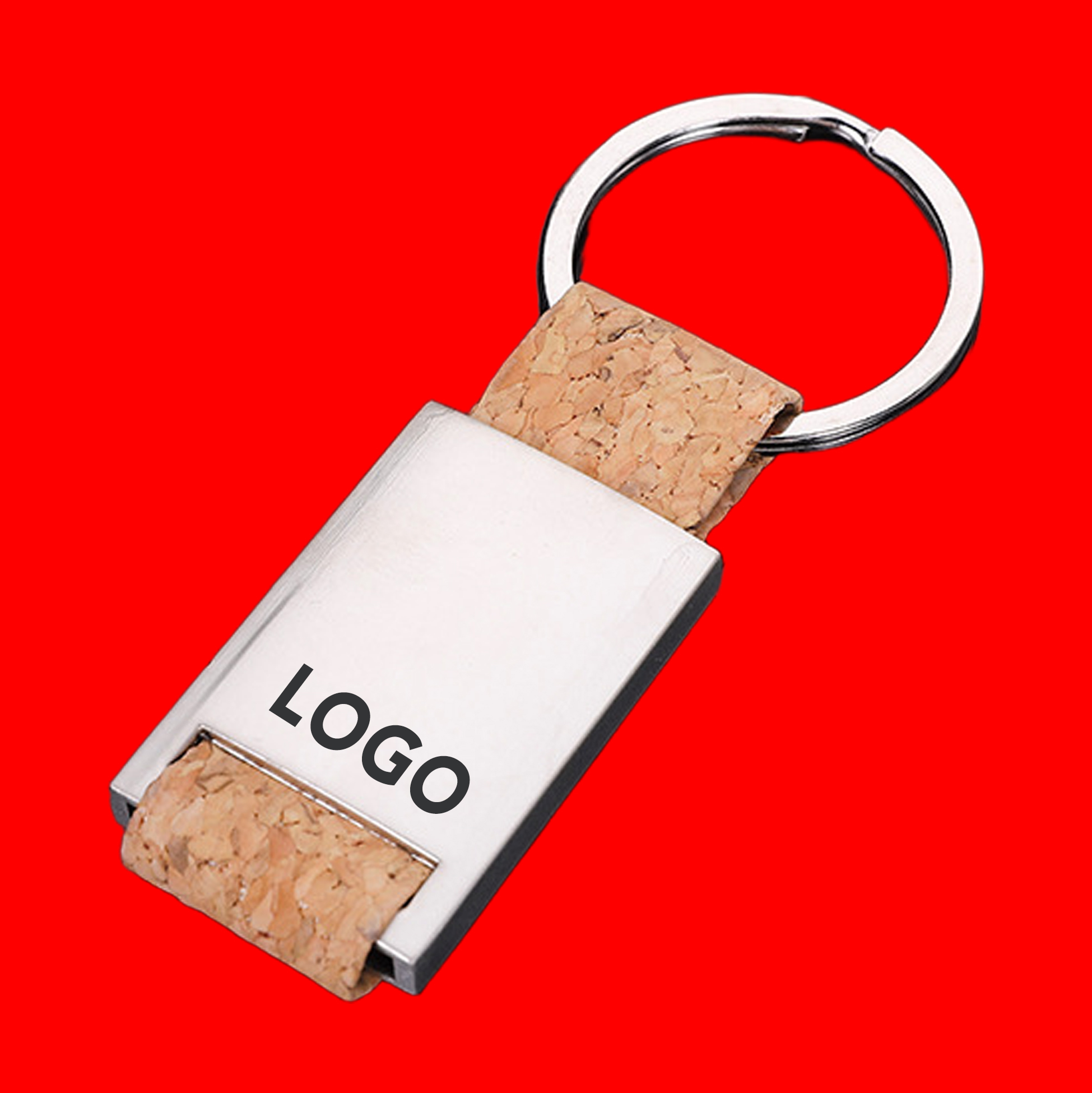 Cork And Metal Keychain Custom Logo Keychain