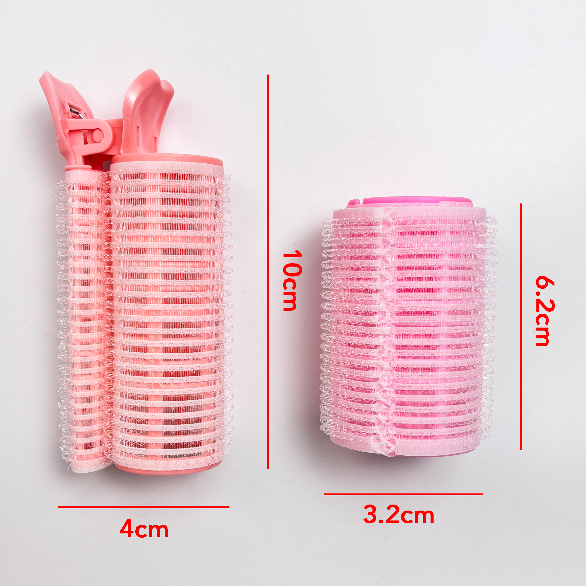 Set of 4 Striped-pink Clip-on Hair Rollers