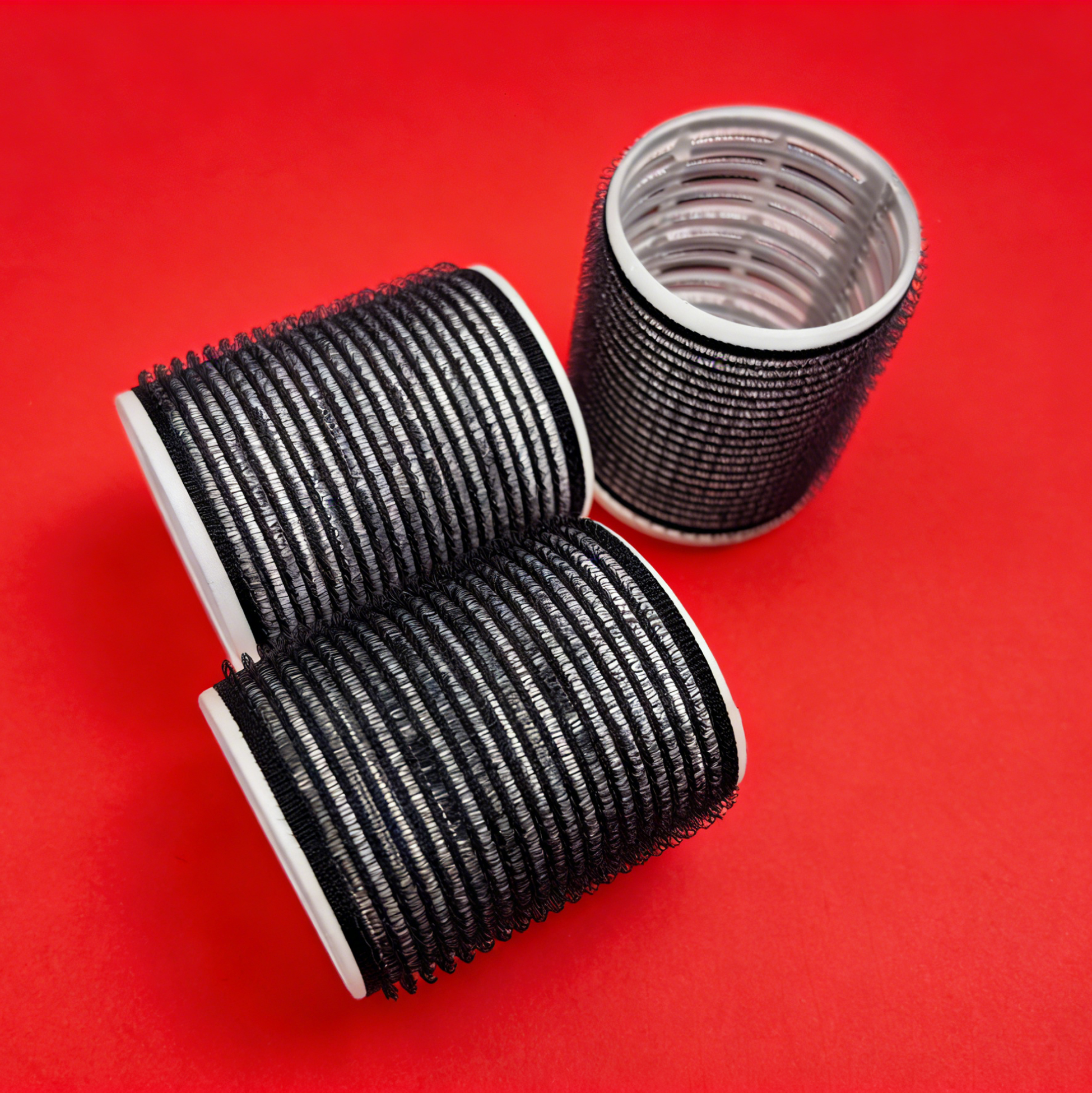 Set of 3 Black Self-grip Hair Rollers Ventilated Mesh Hair Curlers