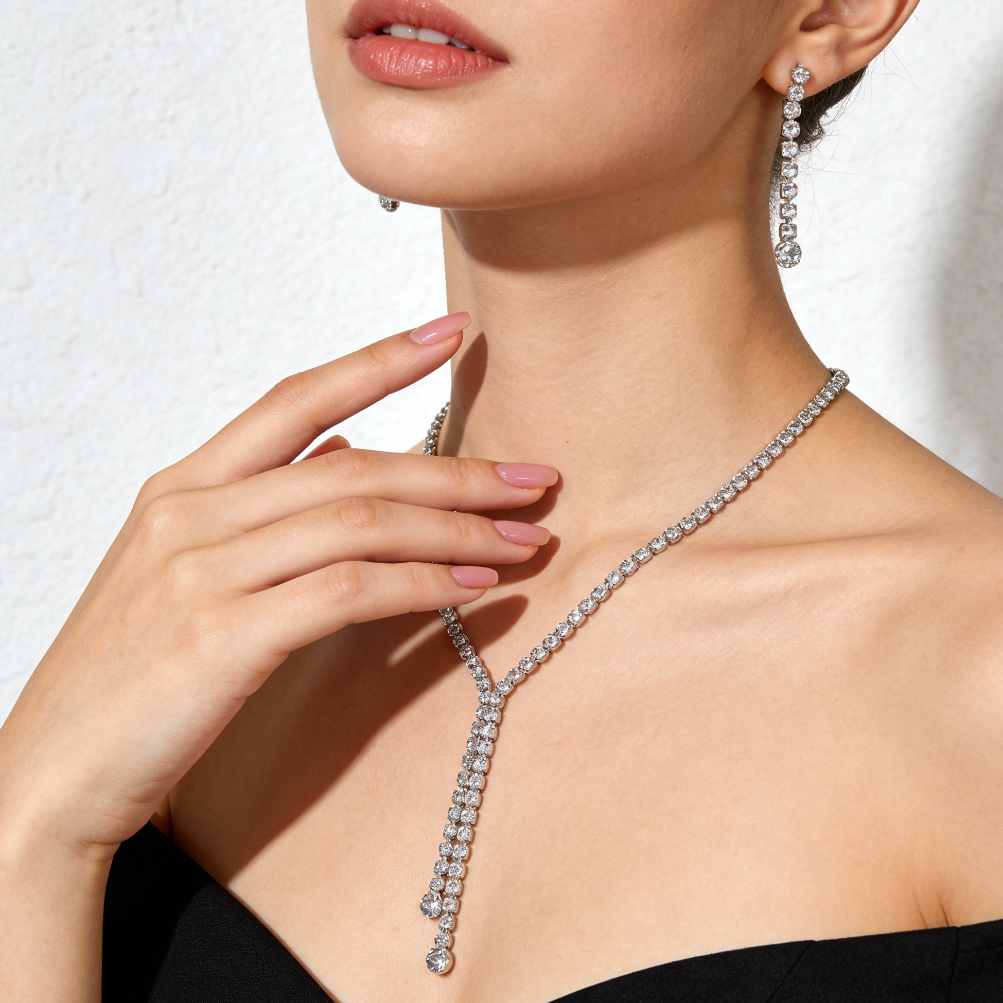 Mother's Day Rhinestone Necklace Earrings Set