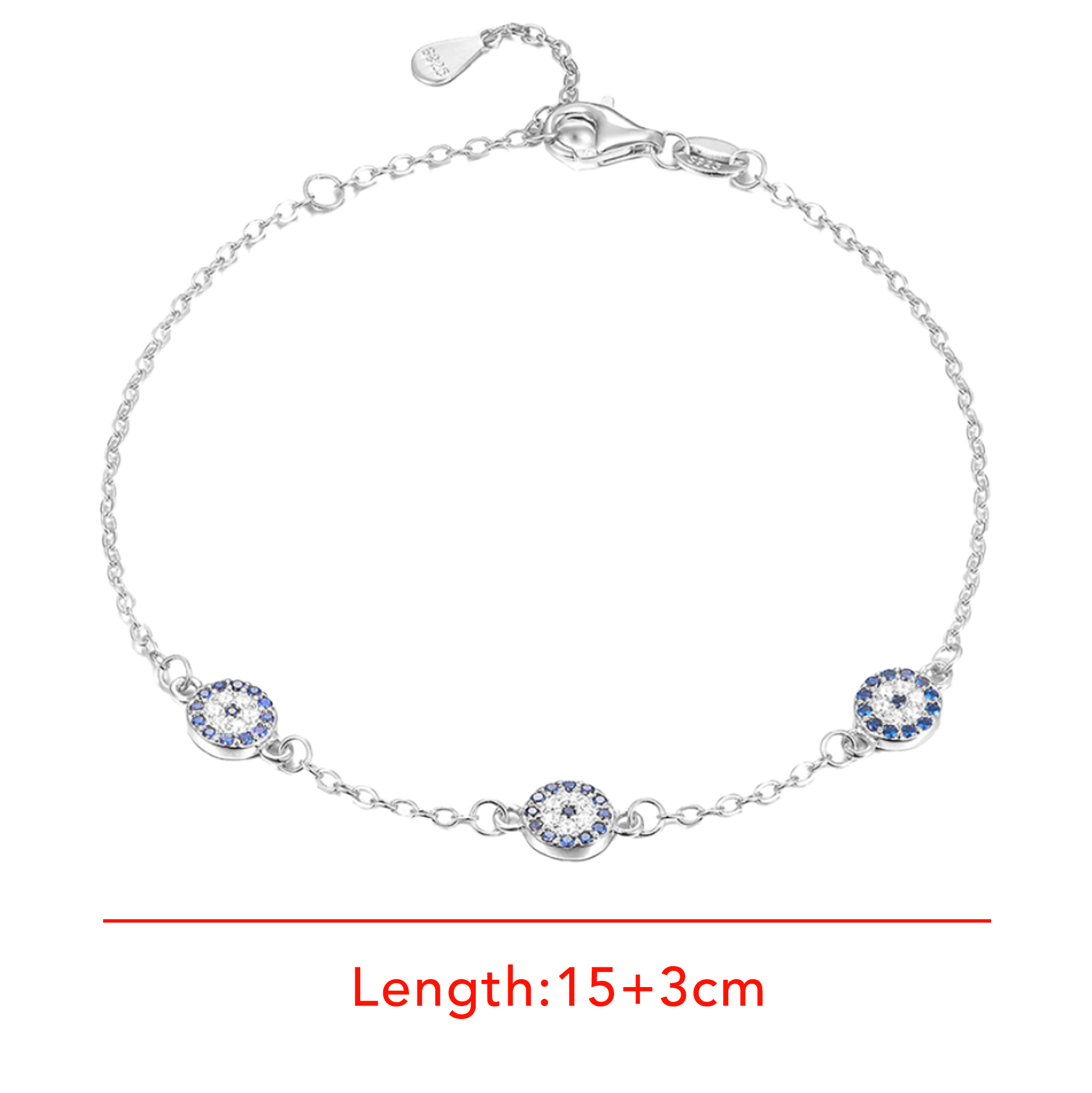 Mother's Day Evil Eye Silver Bracelet Adjustable Silver Evil Eye Bracelet