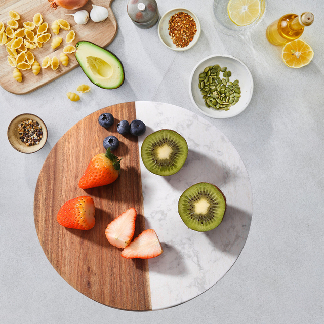 Round Marble & Wood Dual-surface Cutting Board