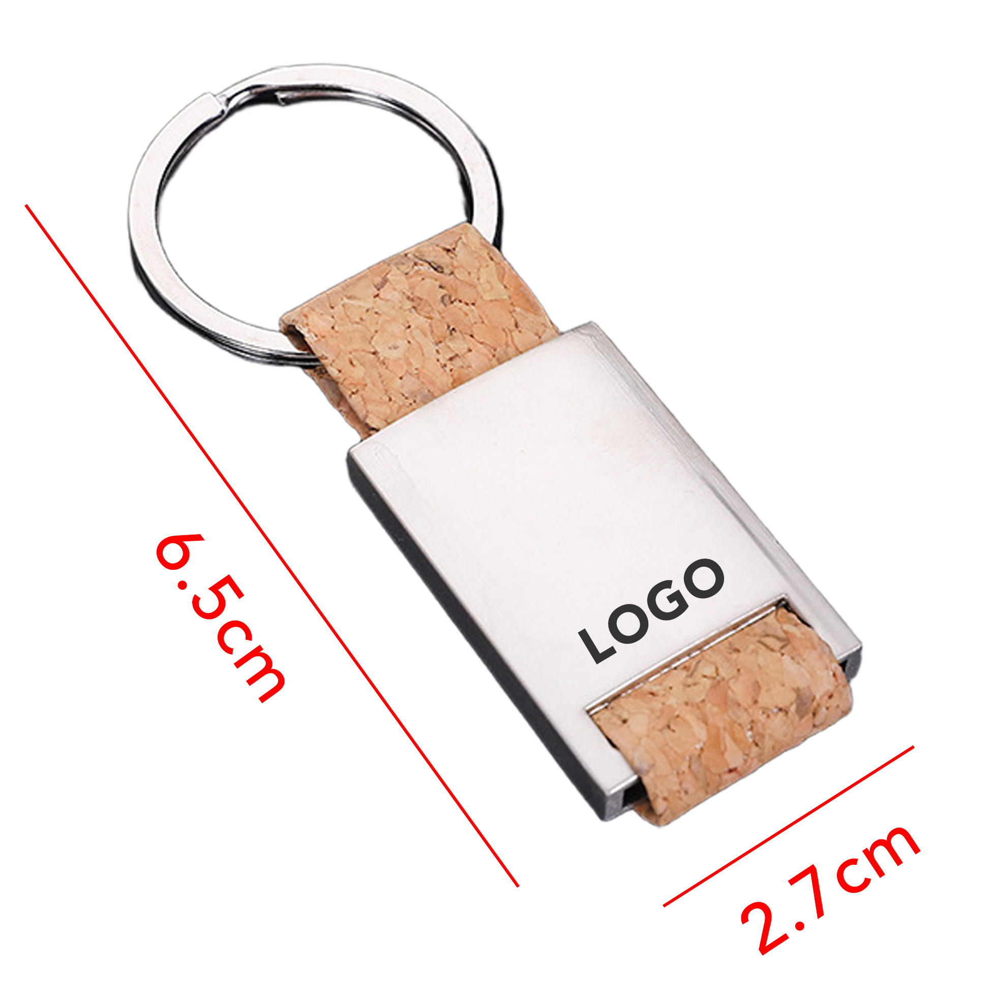 Cork And Metal Keychain Custom Logo Keychain