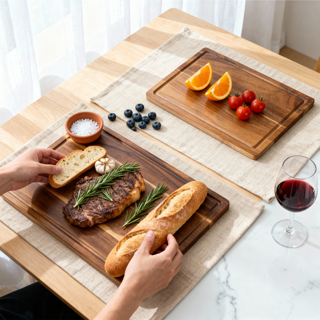 3-piece Wooden Cutting Board Set Rectangular Wood Chopping Board Set