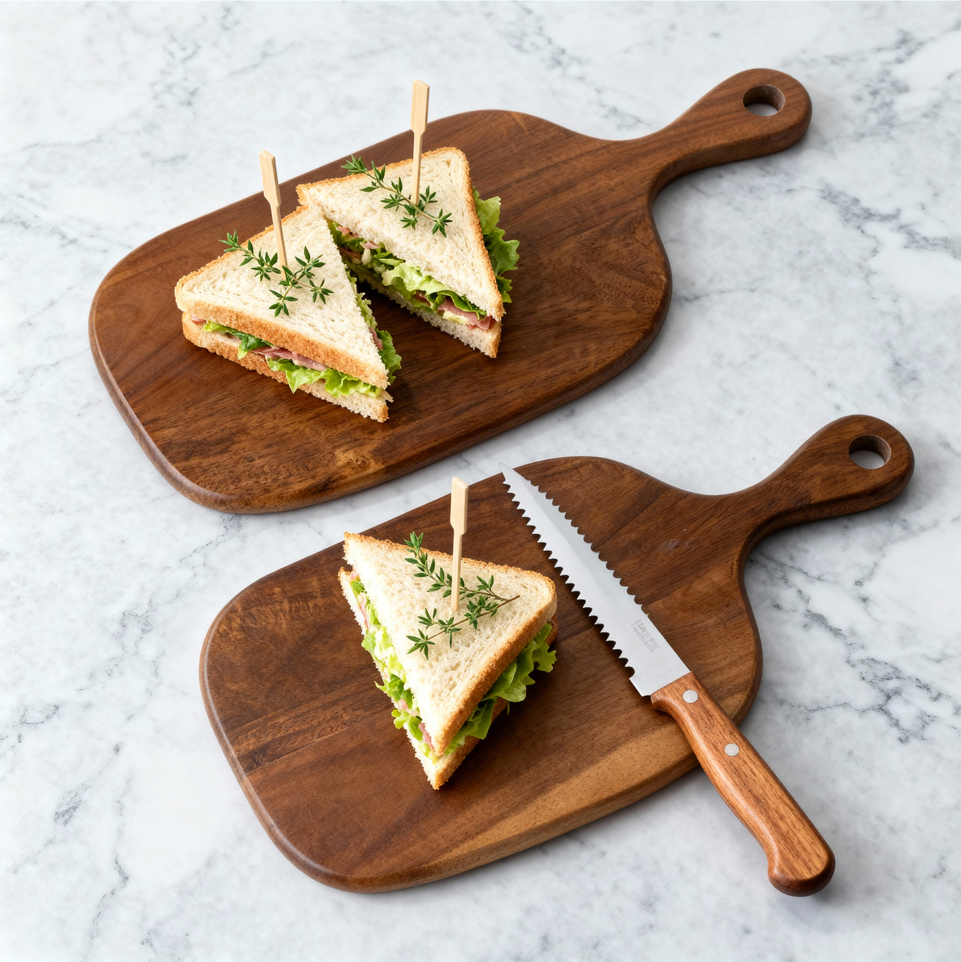 2-piece Wooden Handle Cutting Board Set